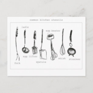 Kitchen utensils postcard