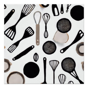 Kitchen Utensils Theme wrapping paper Poster