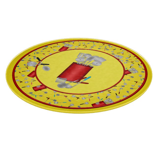 Kitchen Utensils,Yellow-12in ROUND CUTTING BOARD (Corner)