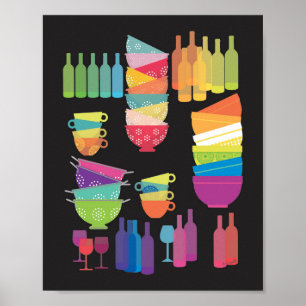 Kitchen Wall Art 'Glowing Dishes' Print