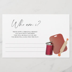 Kitchen wedding - Who am I bridal shower game Stationery