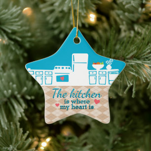 Kitchen where my heart is baker cooking Christmas Ceramic Tree Decoration