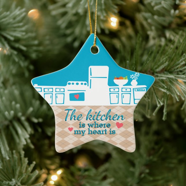 Kitchen where my heart is baker cooking Christmas Ceramic Tree Decoration (Tree)