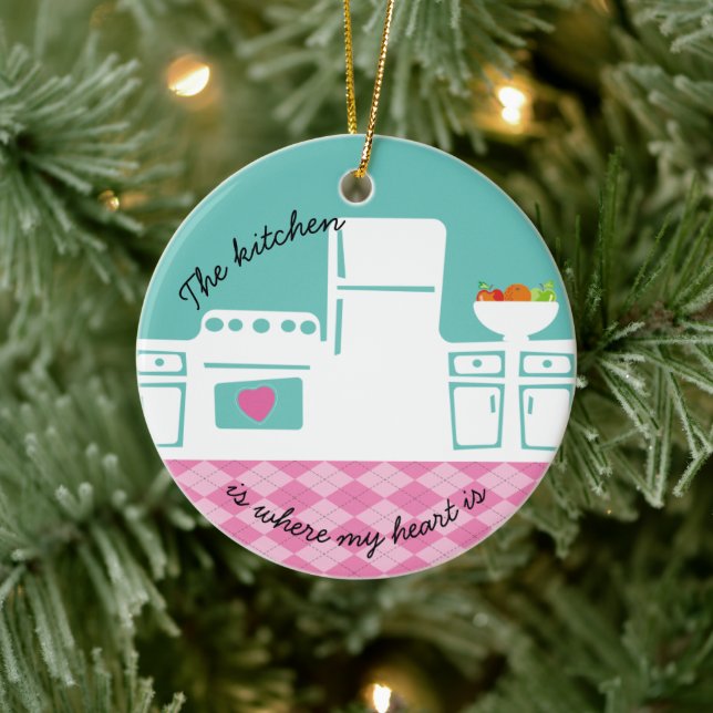 Kitchen where my heart is baker cooking Christmas Ceramic Tree Decoration (Tree)