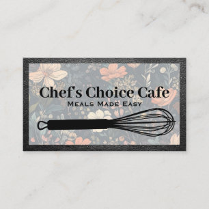 Kitchen Whisk   Flower Background Business Card