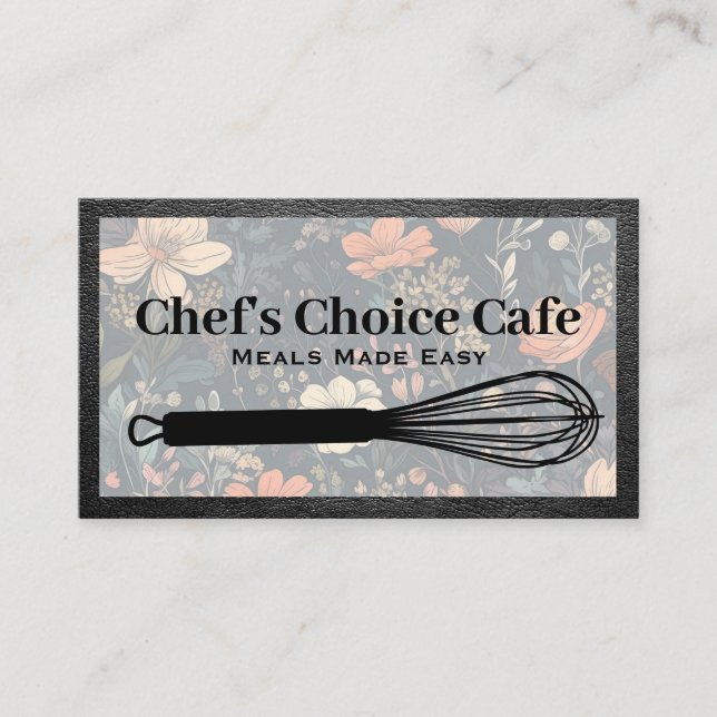 Kitchen Whisk | Flower Background Business Card (Front)