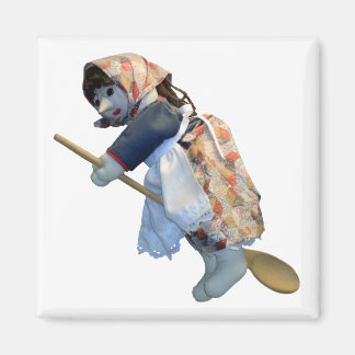 Kitchen Witch Riding Spoon magnet