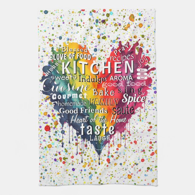 Kitchen Words and Terms Heart Kitchen Towel (Vertical)