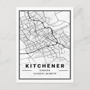 Kitchener Ontario Canada  Travel City Map Poster Postcard