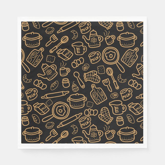 Kitchenware Black Brown  Napkin (Front)
