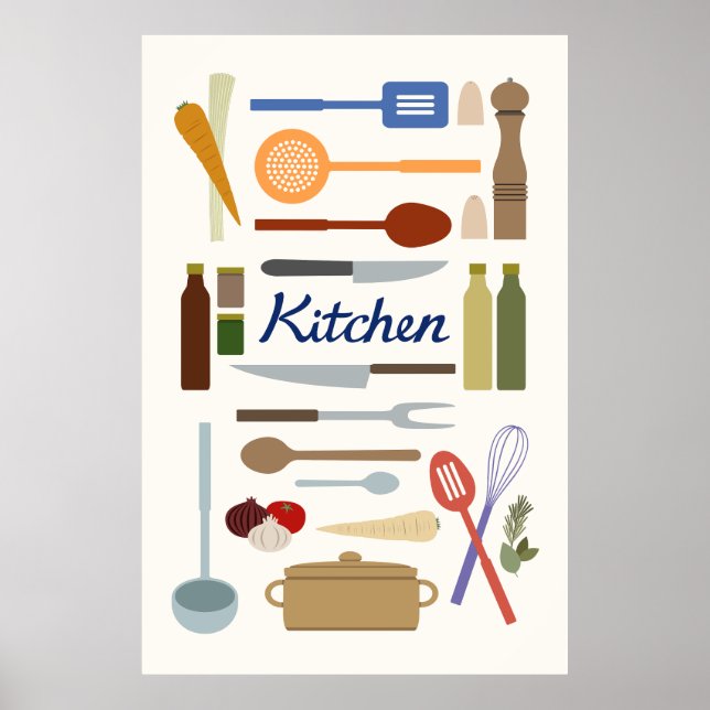Kitchenware Illustration+Type Design Colour Poster (Front)
