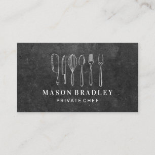 Kitchenware Illustrations   Slate Background Business Card