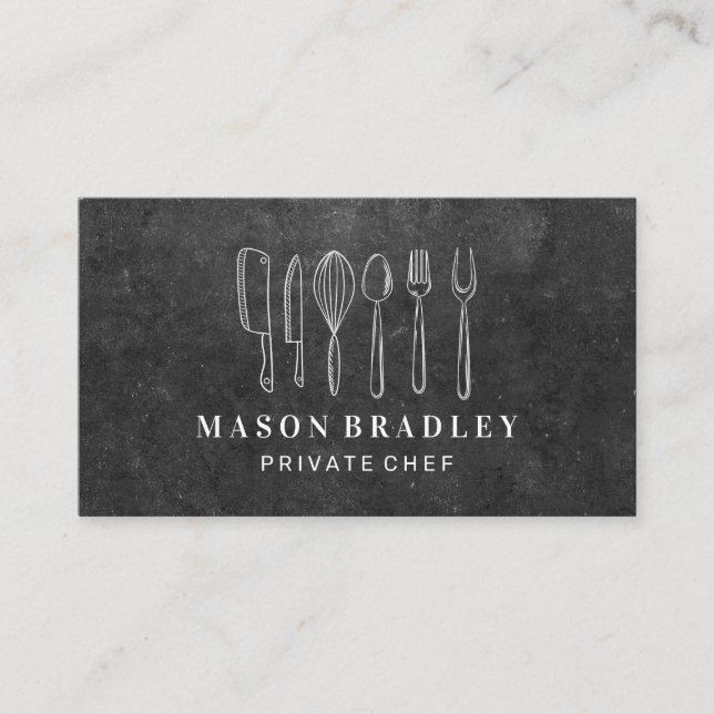 Kitchenware Illustrations | Slate Background Business Card (Front)