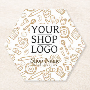 Kitchenware White Brown Logo Paper Coaster