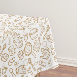 Kitchenware White Brown Tablecloth