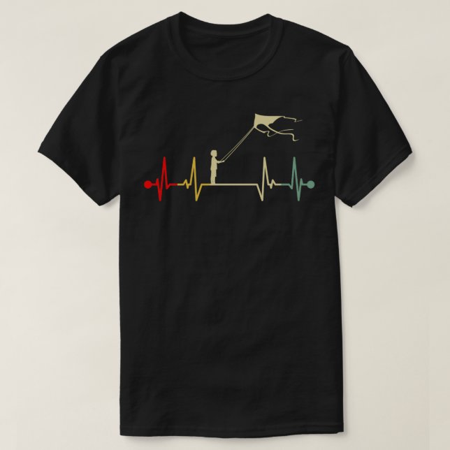 Kite a flying Heartbeat Vintage Gift T-Shirt (Design Front)