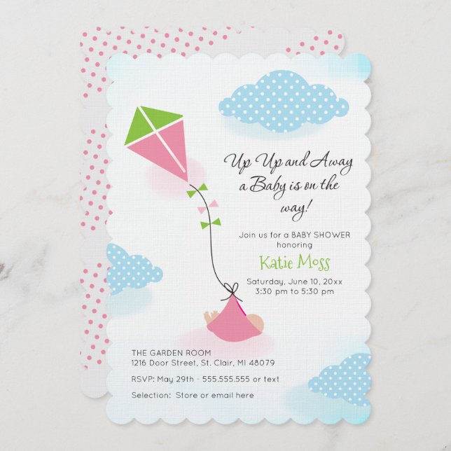 Kite Baby Shower Invitation (Front/Back)