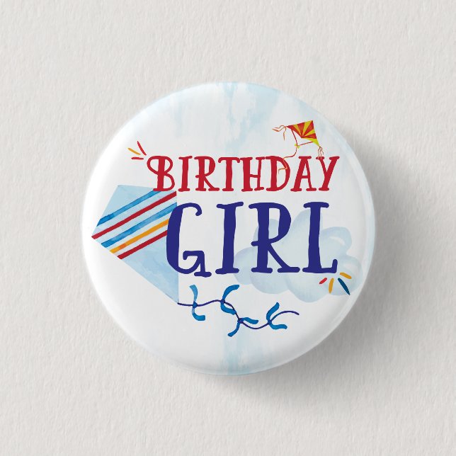Kite Birthday Girl Button (Front)