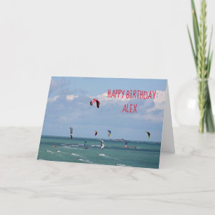 Kite Boarding Race Happy Birthday personalised Card
