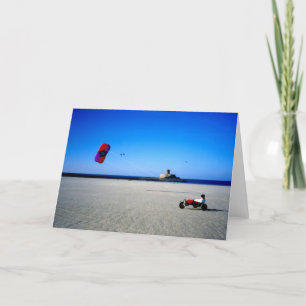Kite Buggy on St Ouen's beach in Jersey Holiday Card