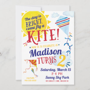 Kite Flying Birthday Invitation