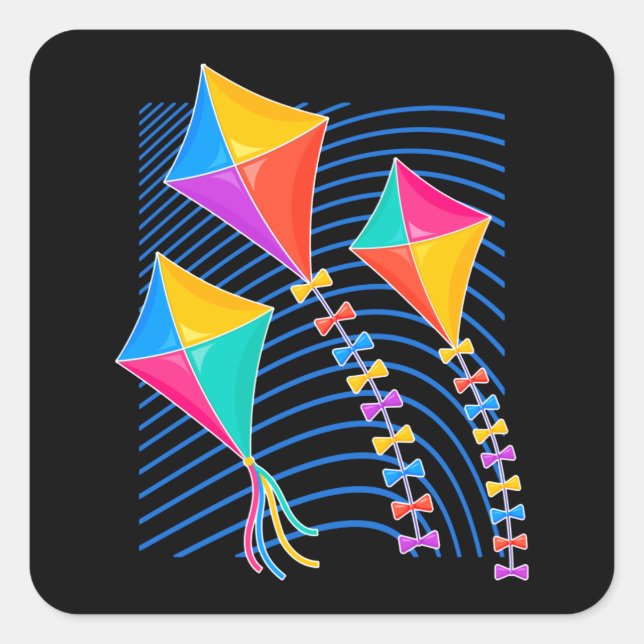 Kite Flying hang glider Kids Gift Square Sticker (Front)