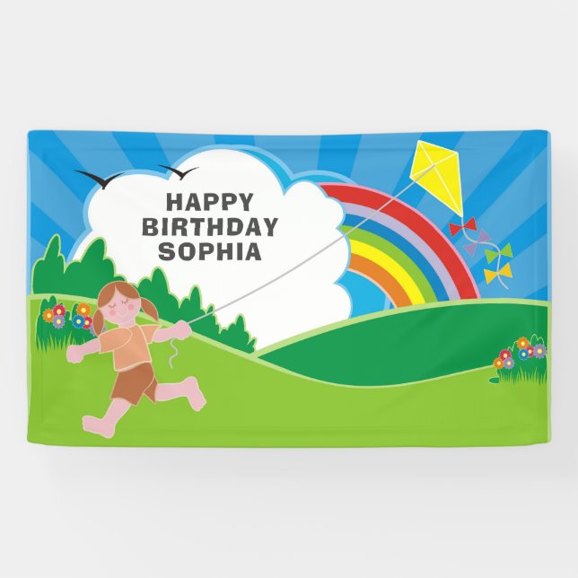 Kite Flying Kids Birthday Party Banner (Horizontal)