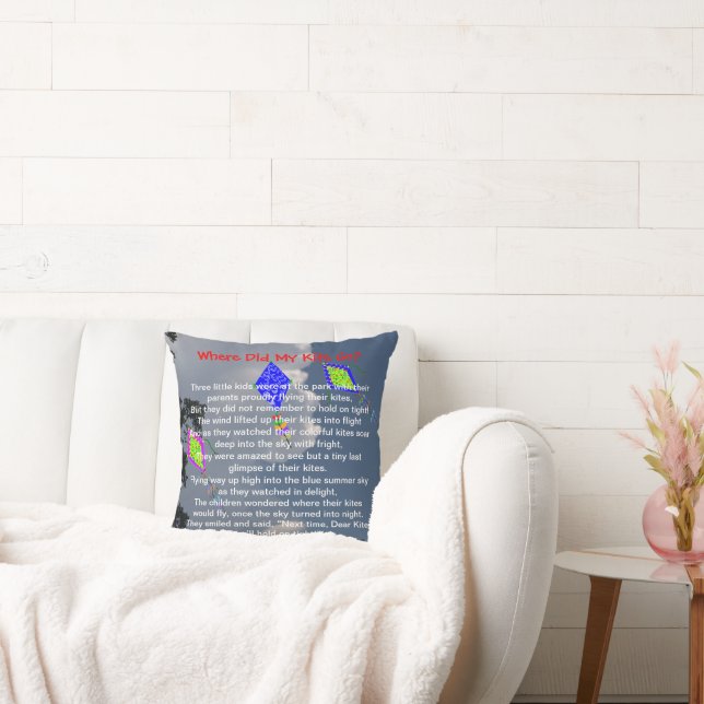 Kite Flying Poem Names 16" x 16" Cushion (Couch)