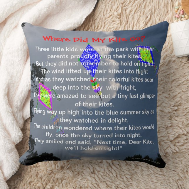 Kite Flying Poem Sweet Childhood Memories 20"x20" Cushion (Blanket)
