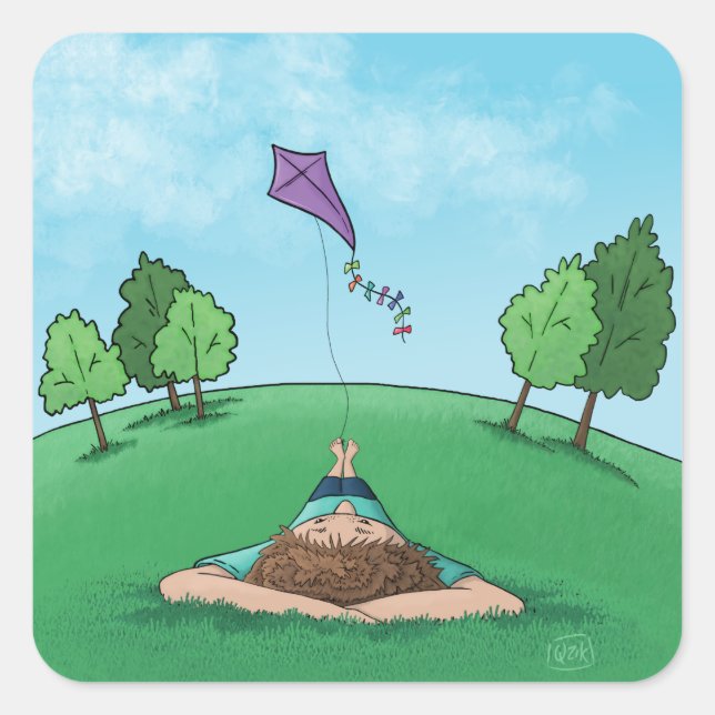 Kite Flying  Square Sticker (Front)