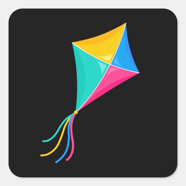 Kite Flying Stunt Kite Gift Square Sticker (Front)