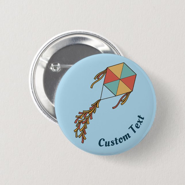 Kite Icon Light Blue 6 Cm Round Badge (Front & Back)