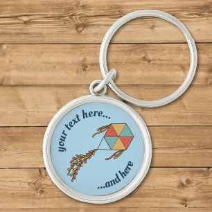 Kite Icon Light Blue Key Ring