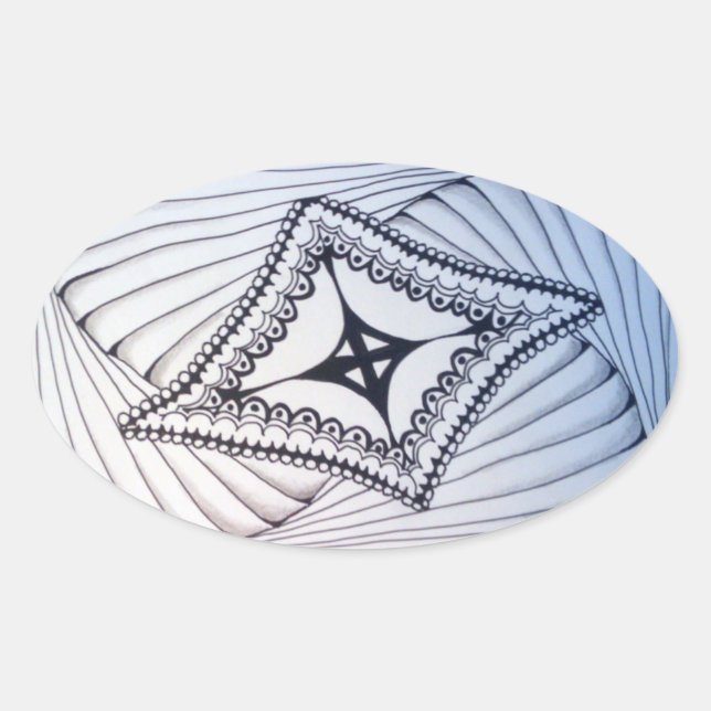 Kite in the Wind Doodle Oval Sticker (Front)