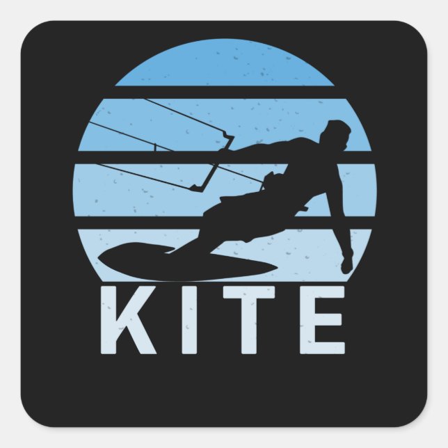 Kite Kiteboarding Surfer Windsurfing Vintage Square Sticker (Front)