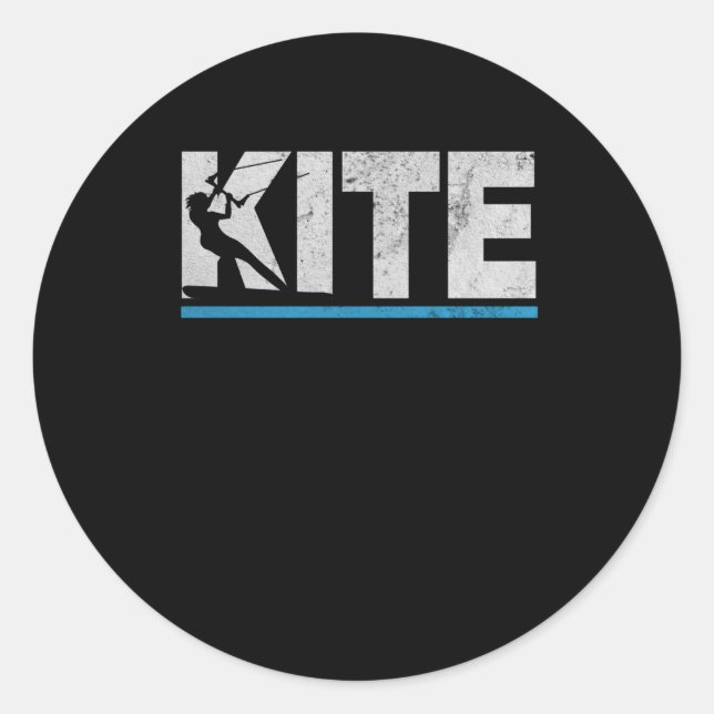 Kite Kitesurfer Kitesurfing Surfing Retro Gift Classic Round Sticker (Front)