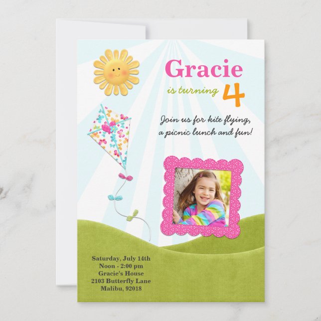 Kite Picnic Birthday Party Invitation (Front)