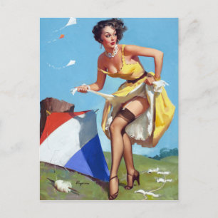 Kite Pin Up Postcard