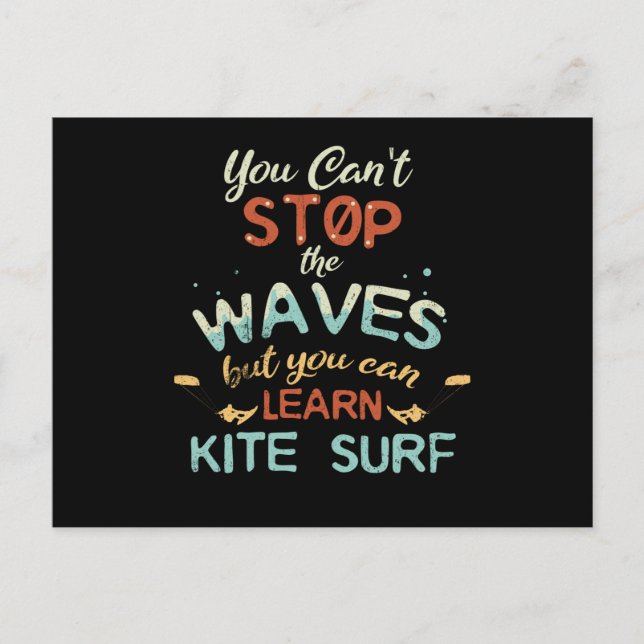 Kite Surf Kitesurfing Stop Waves Surf Windsurfing Postcard (Front)