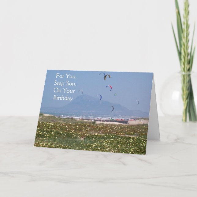 Kite Surfers Step Son Birthday Card (Front)