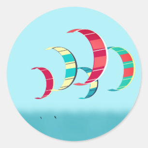 Kite Surfing Classic Round Sticker
