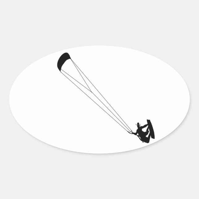 Kite Surfing Cowboy Oval Sticker (Front)