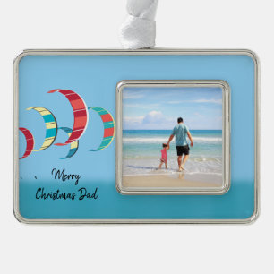 Kite Surfing Photo Christmas  Silver Plated Framed Ornament