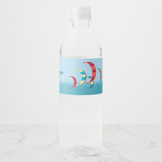 Kite Surfing Water Bottle Label (Front)