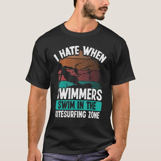 Kiteboarder Funny I hate Swimmers Sarcastic Humour T-Shirt (Front)