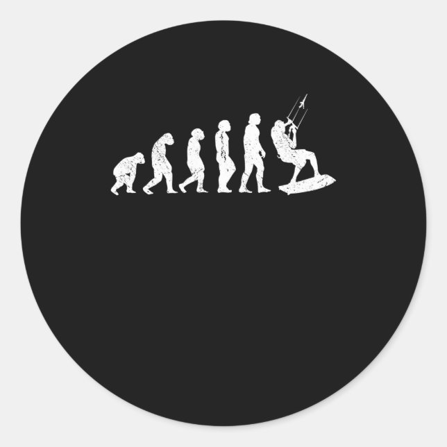 Kiteboarding Evolution Kitesurfer Development Classic Round Sticker (Front)