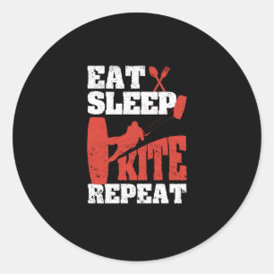 Kiteboarding Funny Kitesurfer Passion Eat Sleep Classic Round Sticker