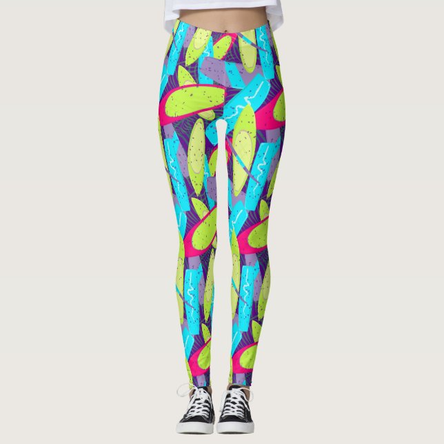 Kiteboarding Girl Fun Multi-Coloured Kite Surf Leggings (Front)
