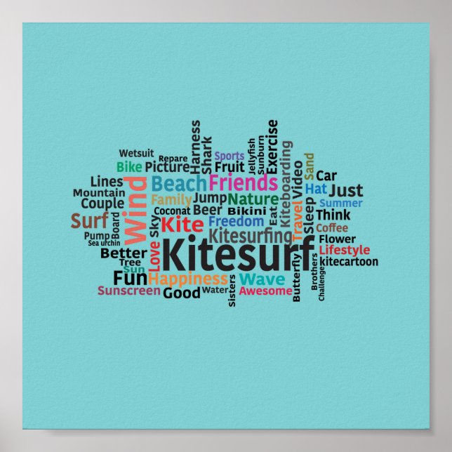 Kiteboarding/kitesurfing- Kitesurf design Poster (Front)
