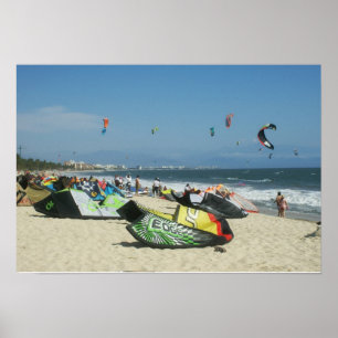 Kiteboarding on Bucerias Beach Mexico Poster